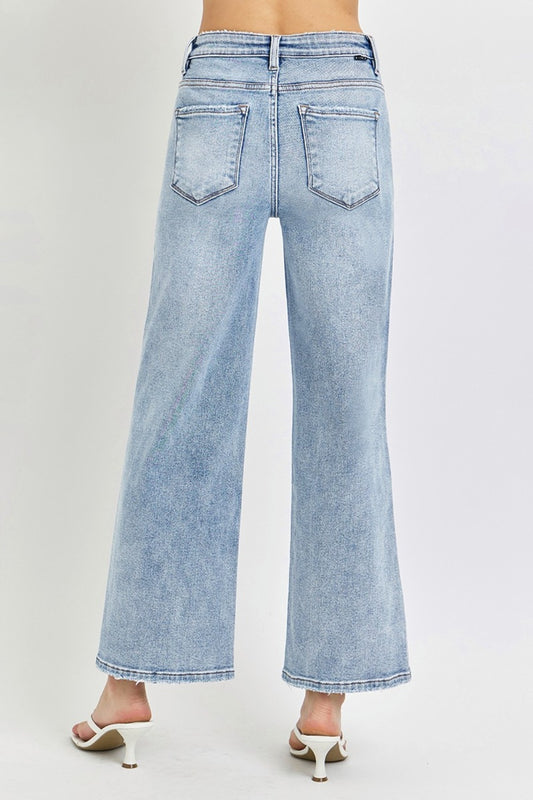 RISEN Full Size Tummy Control High Rise Crop Wide Leg Jeans Bottoms Bottoms Clothing RISEN Ship from USA Women Trendsi https://www.cyberehub.com