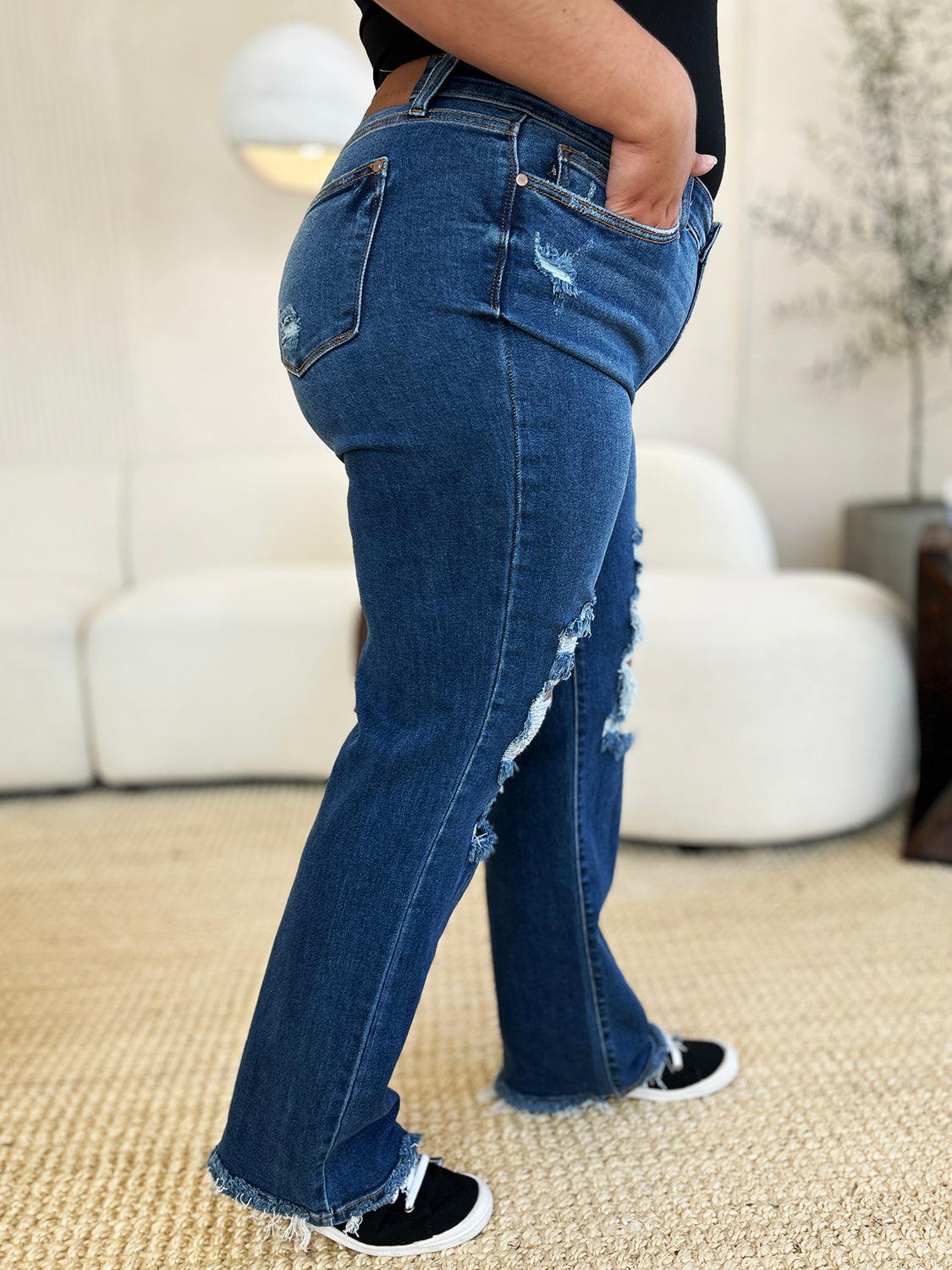 Judy Blue Full Size Mid Rise Distressed Raw Hem Jeans Bottoms Bottoms Clothing Judy Blue Ship from USA Women Trendsi https://www.cyberehub.com