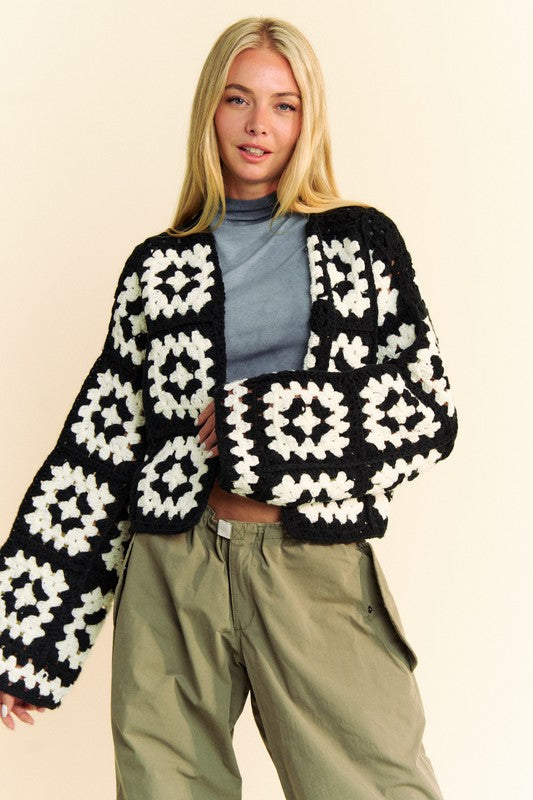 Davi & Dani Full Size Two Tone Flower Square Crochet Open Front Cardigan Tops/Jackets/Sweaters Clothing Tops Davi & Dani Ship from USA TikTok Trendsi USPS Walmart Trendsi https://www.cyberehub.com