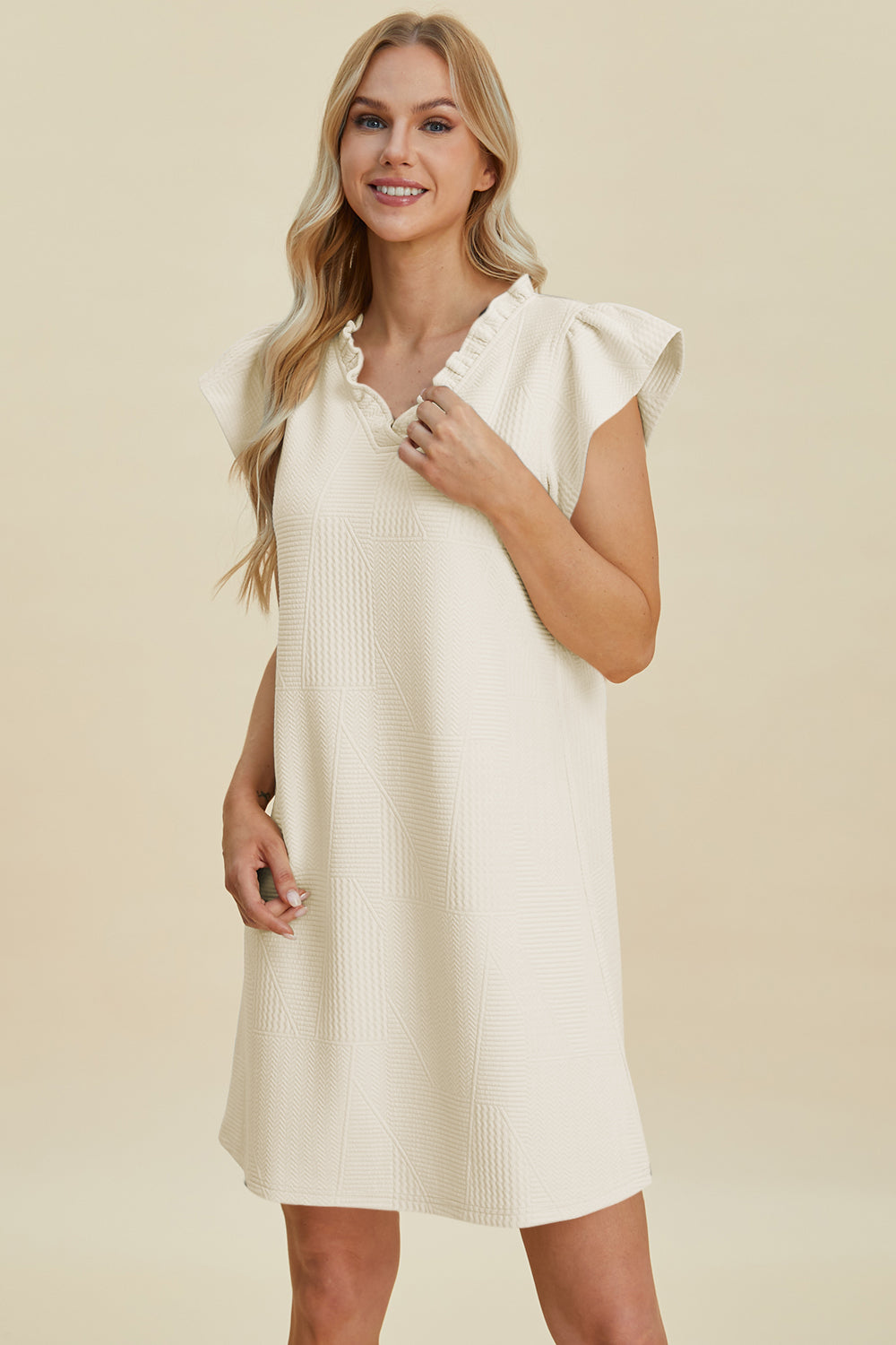 Double Take Full Size Ruffled V-Neck Cap Sleeve Dress Cream Apparel/Dress Double Take Dress Ship from USA TikTok Trendsi USPS Walmart Walmart Apparel Trendsi https://www.cyberehub.com