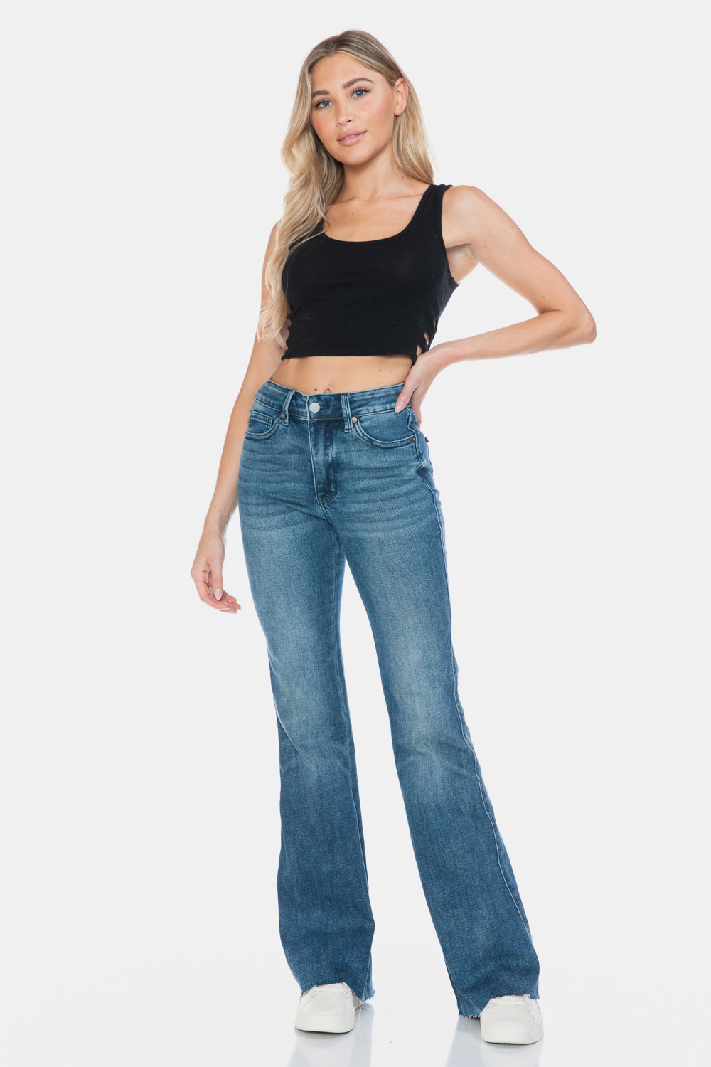 Judy Blue Full Size Tummy Control Cut Hem Flare Jeans Bottoms Bottoms Clothing Judy Blue Ship from USA Women Trendsi https://www.cyberehub.com