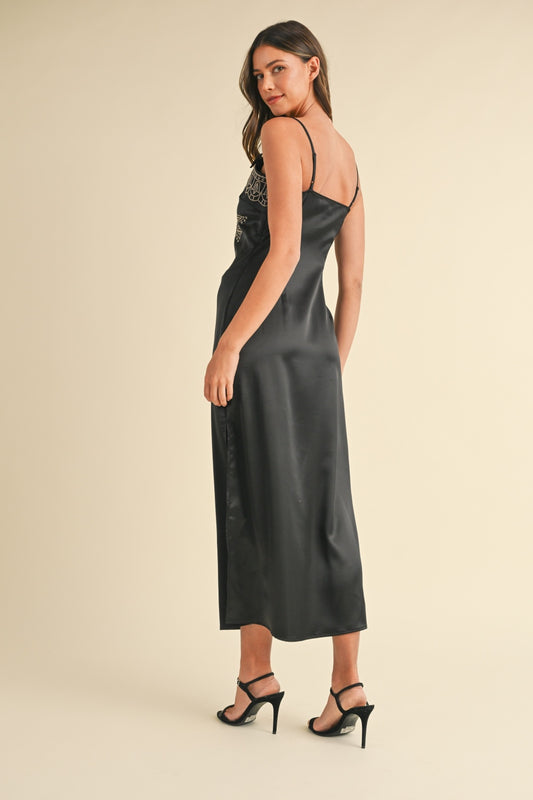 Mable Embroidered Cami Satin Midi Slit Dress Apparel/Dress Dress MABLE Ship from USA TikTok Trendsi USPS Walmart Walmart Apparel Trendsi https://www.cyberehub.com