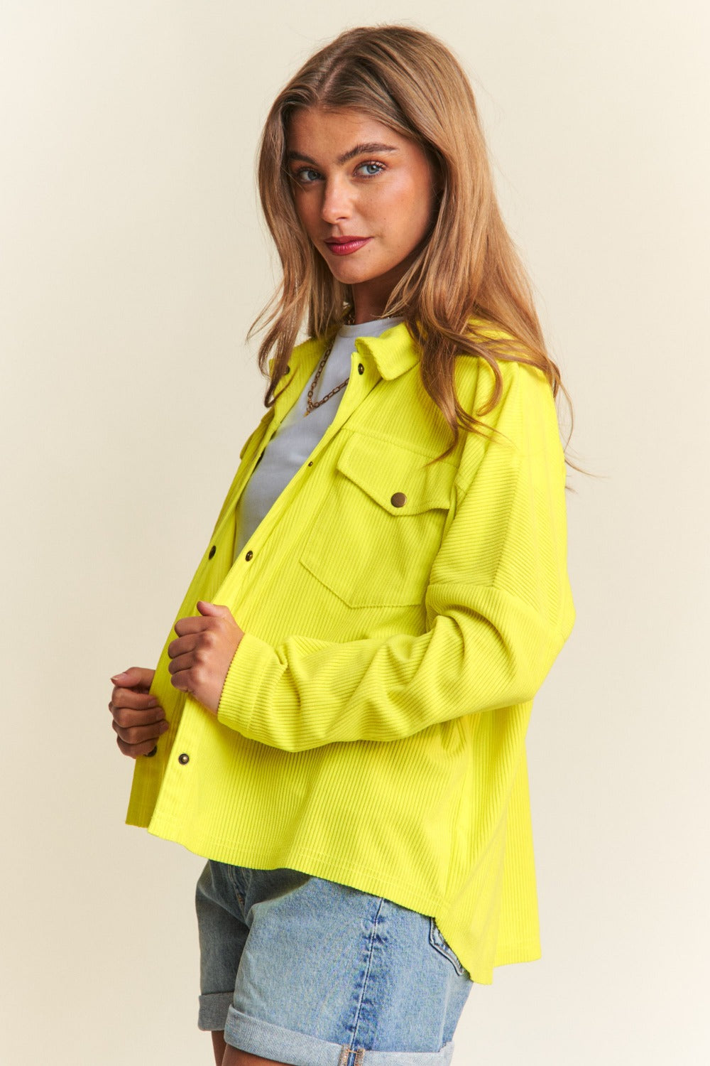 J.NNA Snap Down Long Sleeve High Low Shacket Tops/Jackets/Sweaters Clothing Tops J.NNA Ship from USA TikTok Trendsi USPS Walmart Trendsi https://www.cyberehub.com