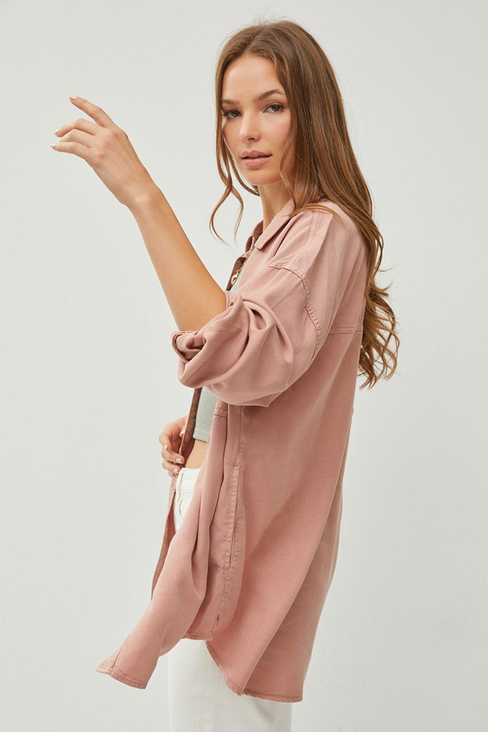 RISEN Full Size Button Up Long Sleeve Denim Shirt Tops/Jackets/Sweaters Clothing Tops RISEN Ship from USA TikTok Trendsi USPS Walmart Trendsi https://www.cyberehub.com