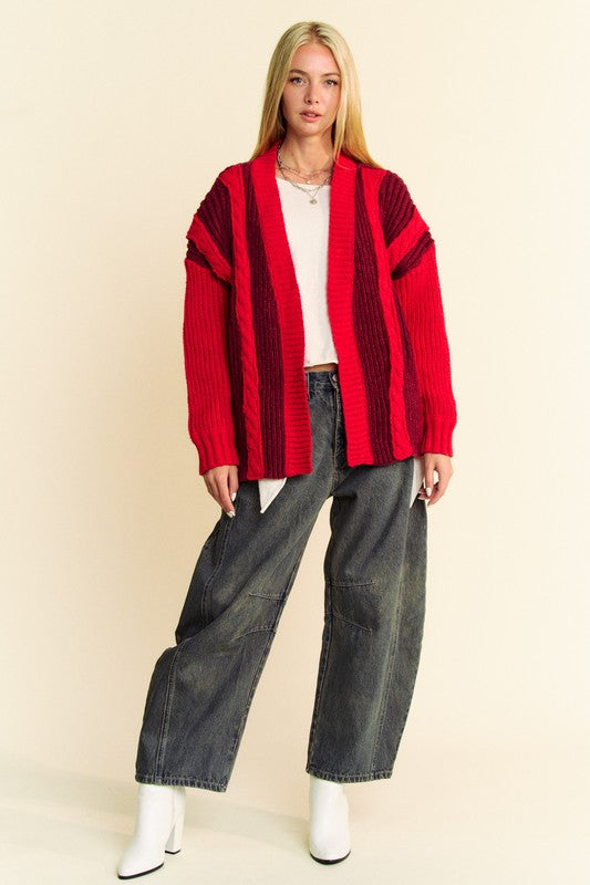 Davi & Dani Cable-Knit Color Block Open Front Cardigan Tops/Jackets/Sweaters Clothing Tops Davi & Dani Ship from USA TikTok Trendsi USPS Walmart Trendsi https://www.cyberehub.com