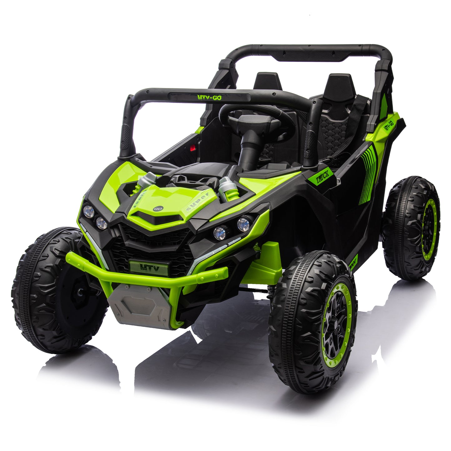 24V Two-Seater Kids Ride On UTV W/Parents Remote Control,Four-Wheel Suspension,Slow Start,Large wheel design,Anti-collision bar,Storage space,Music,USB,Bluetooth,Volume control,LED lights for Kids 3+. Giga Kids Toys Giga https://www.cyberehub.com