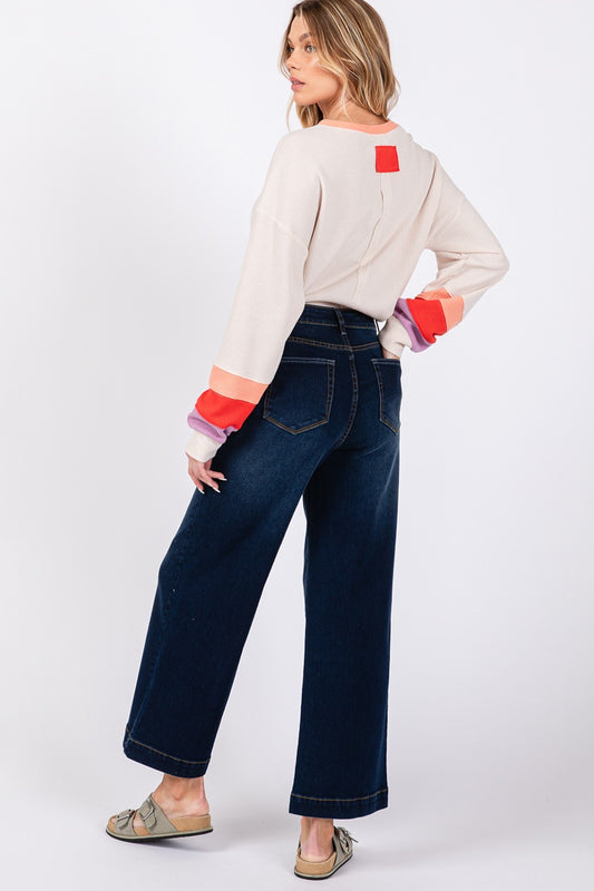 SAGE + FIG High Waist Wide Leg Jeans Bottoms Bottoms Clothing SAGE+FIG Ship from USA Women Trendsi https://www.cyberehub.com