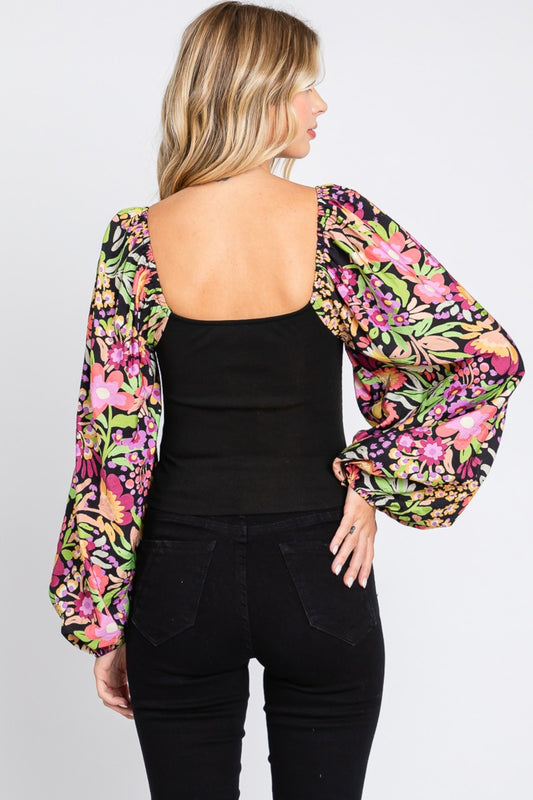ODDI Full Size Floral Balloon Sleeve Blouse Apparel/Tops ODDI Ship from USA TikTok Tops Trendsi USPS Walmart Walmart Apparel Trendsi https://www.cyberehub.com