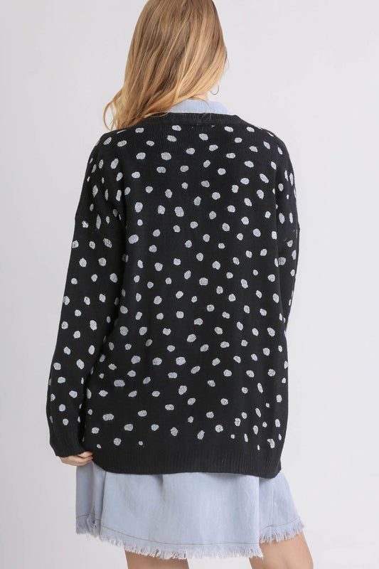 Umgee Polka Dot Open Front Drop Shoulder Cardigan Tops/Jackets/Sweaters Clothing Tops Ship from USA TikTok Trendsi Umgee USA USPS Walmart Trendsi https://www.cyberehub.com