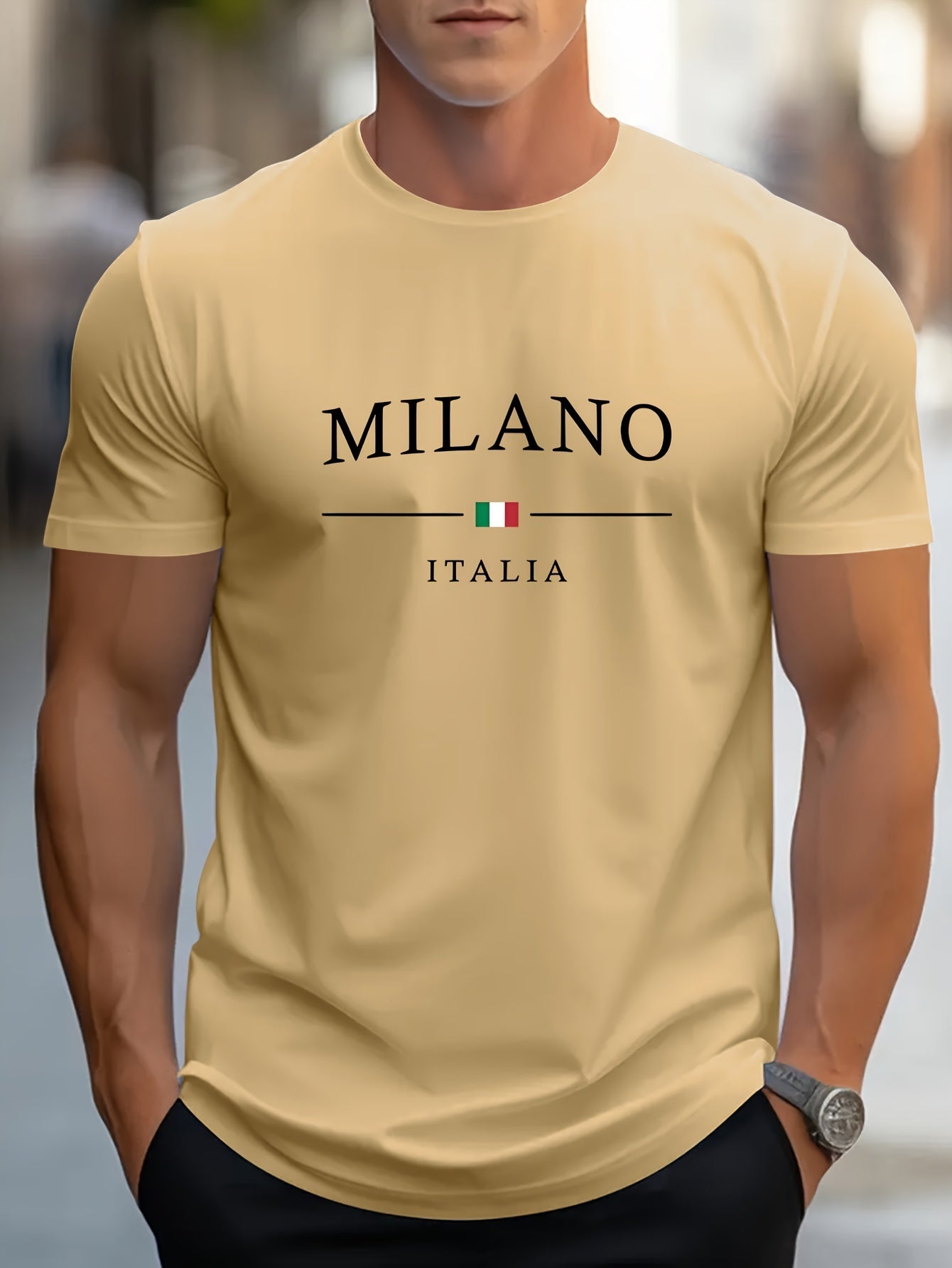 Milano Patterned Printed Men's T-shirt, Comfortable And Elastic Round Neck T-shirt, Perfect For Summer Outdoor Activities, Fashionable Streetwear, Men's Casual Tops Apparel/Shirt/Graphic Shirt SNULLO https://www.cyberehub.com