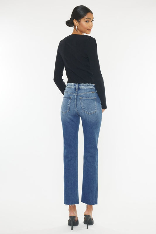 Kancan High Rise Wide Waistband Slim Straight Jeans Bottoms Bottoms Clothing Kancan Ship from USA Women Trendsi https://www.cyberehub.com