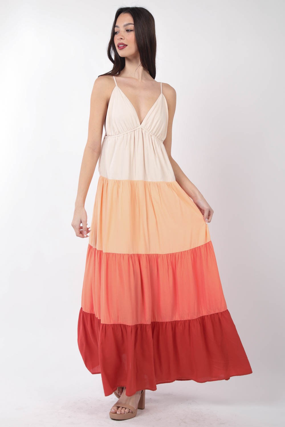 VERY J Color Block Tiered Maxi Cami Dress Apparel/Dress Dress Ship from USA TikTok Trendsi USPS VERY J Walmart Walmart Apparel Trendsi https://www.cyberehub.com