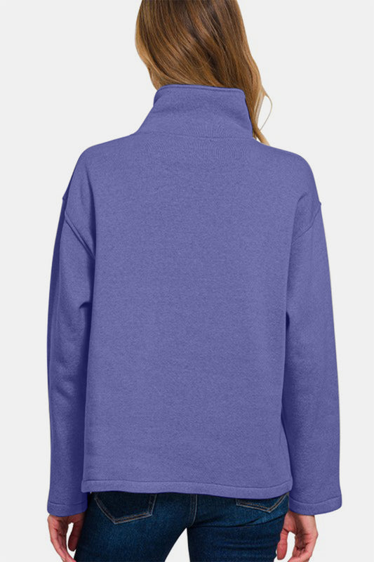 Zenana Turtleneck Half Snap Fleece Sweatshirt Apparel Apparel Ship from USA TikTok Trendsi Zenana Trendsi https://www.cyberehub.com