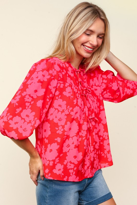 Haptics Full Size Ribbon Bow Floral Balloon Sleeve Blouse Apparel Apparel Haptics Ship from USA TikTok Trendsi Trendsi https://www.cyberehub.com