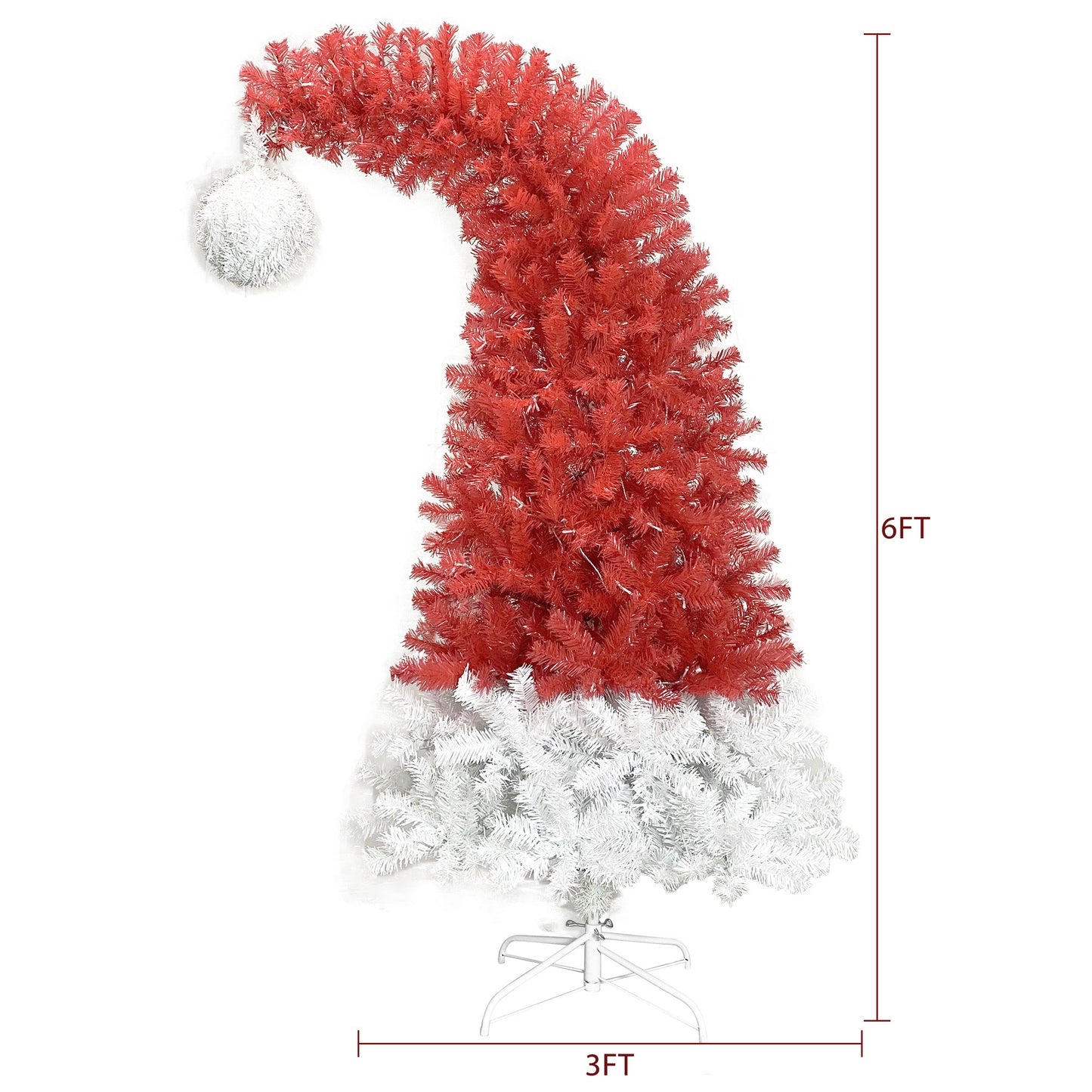 6FT Hinged Fir Artificial Fir Bent Top Christmas Tree, Xmas Tree Bendable Santa Hat Style Christmas Tree Holiday Decoration,1250 Lush Branch Tips, 300 LED Lights X-mas Furniture Giga Giga https://www.cyberehub.com