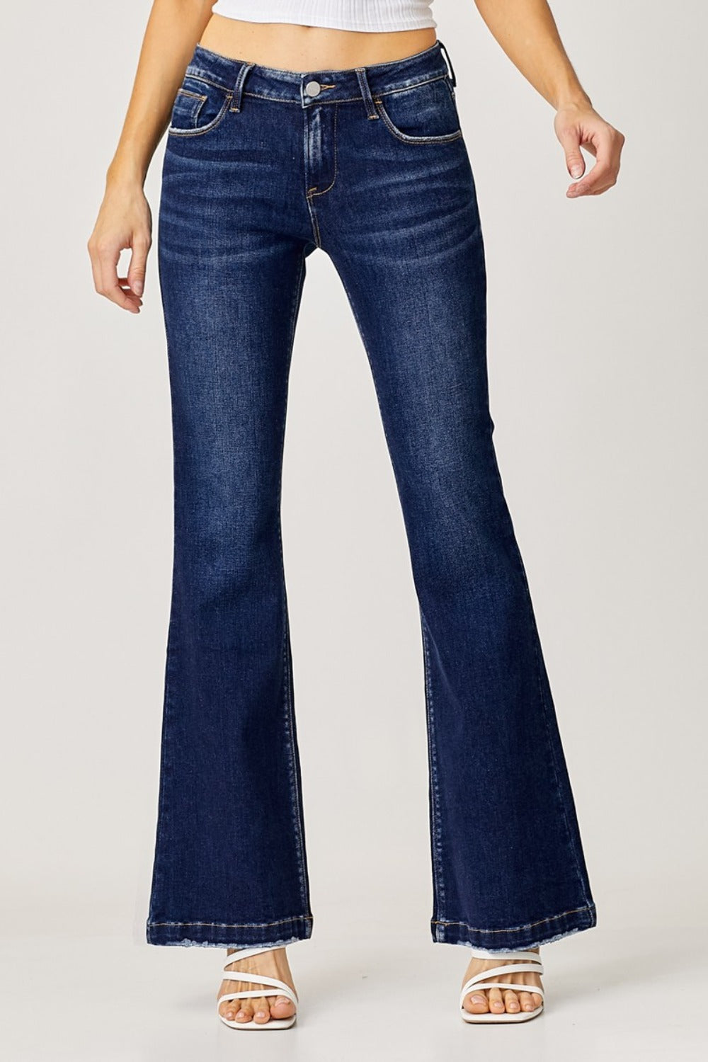 RISEN Full Size Low Rise Flare Jeans Bottoms Bottoms Clothing Pants RISEN Ship from USA Women Trendsi https://www.cyberehub.com