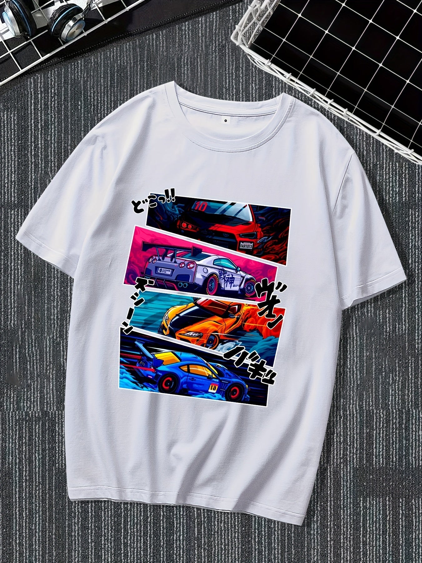Men's Street Style Short Sleeved Round Neck T-shirt With Summer Outdoor Sports Car Pattern Print Apparel/Shirt/Graphic Shirt SNULLO https://www.cyberehub.com