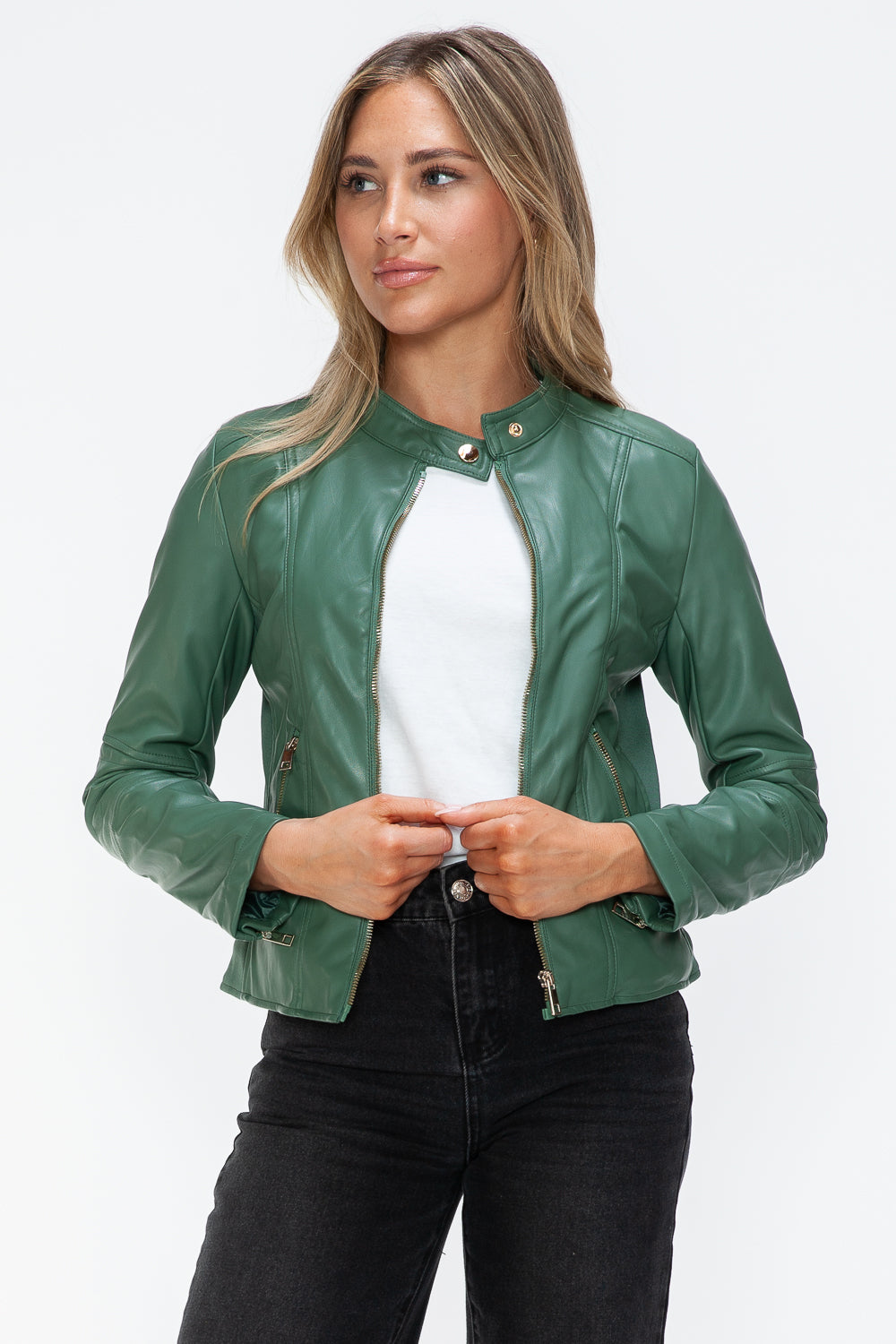 Snobbish Faux Leather Zip Up Drawstring Hooded Jacket Tops/Jackets/Sweaters Clothing Tops Ship from USA Snobbish TikTok Trendsi USPS Walmart Trendsi https://www.cyberehub.com