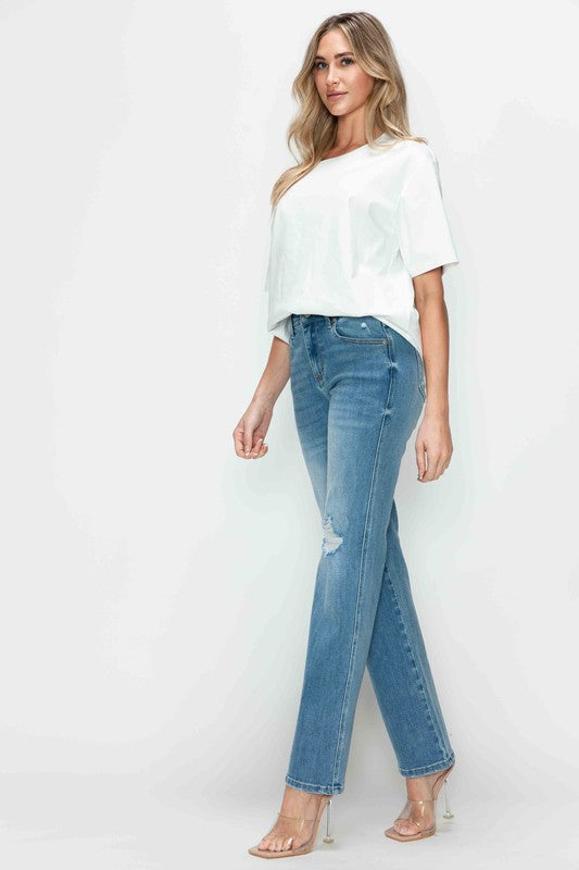 bytos Full Size Distressed High Rise Straight Jeans Apparel Apparel bytos Ship from USA TikTok Trendsi Trendsi https://www.cyberehub.com