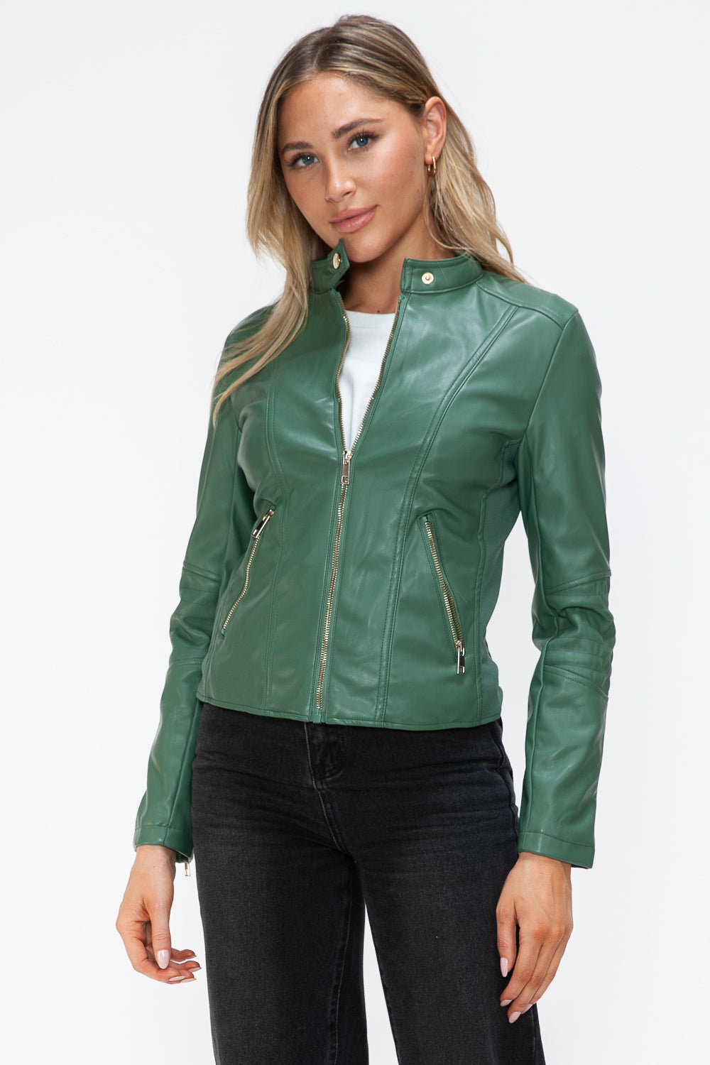 Snobbish Faux Leather Zip Up Drawstring Hooded Jacket Tops/Jackets/Sweaters Clothing Tops Ship from USA Snobbish TikTok Trendsi USPS Walmart Trendsi https://www.cyberehub.com