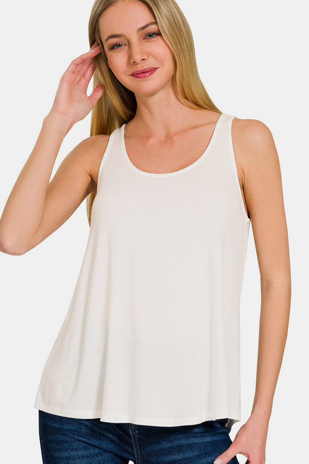 Zenana Round Neck Flowy Hem Tank Apparel/Tops Ship from USA TikTok Tops Trendsi USPS Walmart Walmart Apparel Zenana Trendsi https://www.cyberehub.com