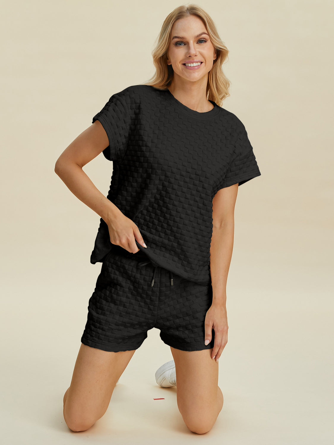 Double Take Full Size Texture T-Shirt and Shorts Set Tops/Jackets/Sweaters Clothing Tops Double Take Ship from USA TikTok Trendsi USPS Walmart Trendsi https://www.cyberehub.com