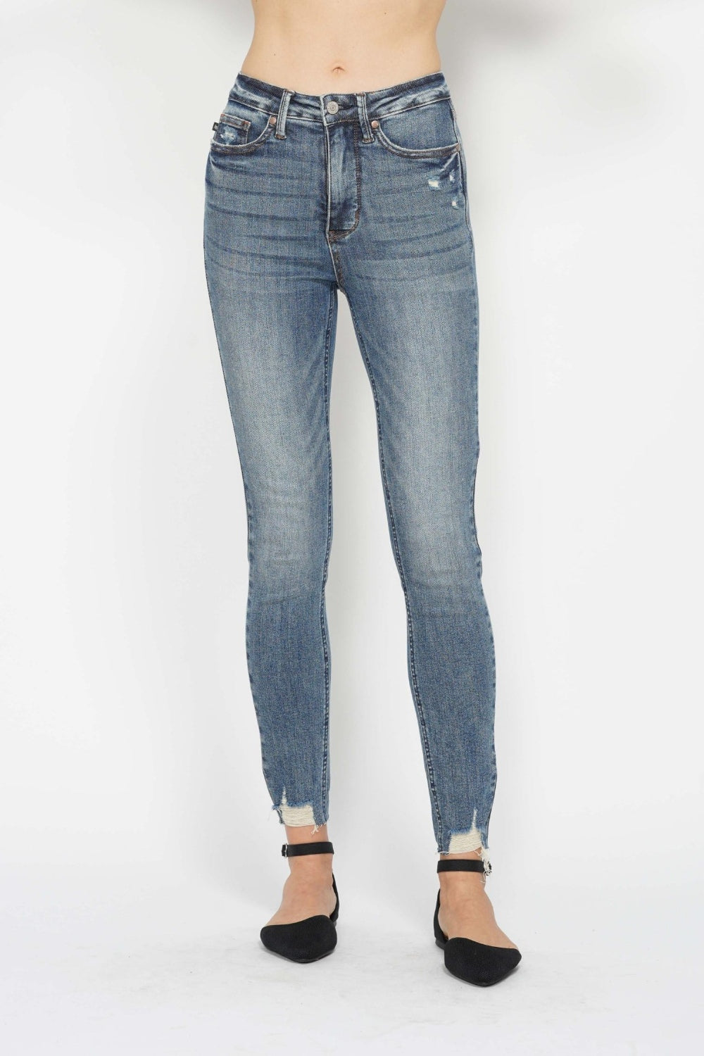 Judy Blue Full Size Tummy Control Vintage Wash Hem Destroy Skinny Jeans Medium Bottoms Bottoms Clothing Judy Blue Ship from USA Women Trendsi https://www.cyberehub.com