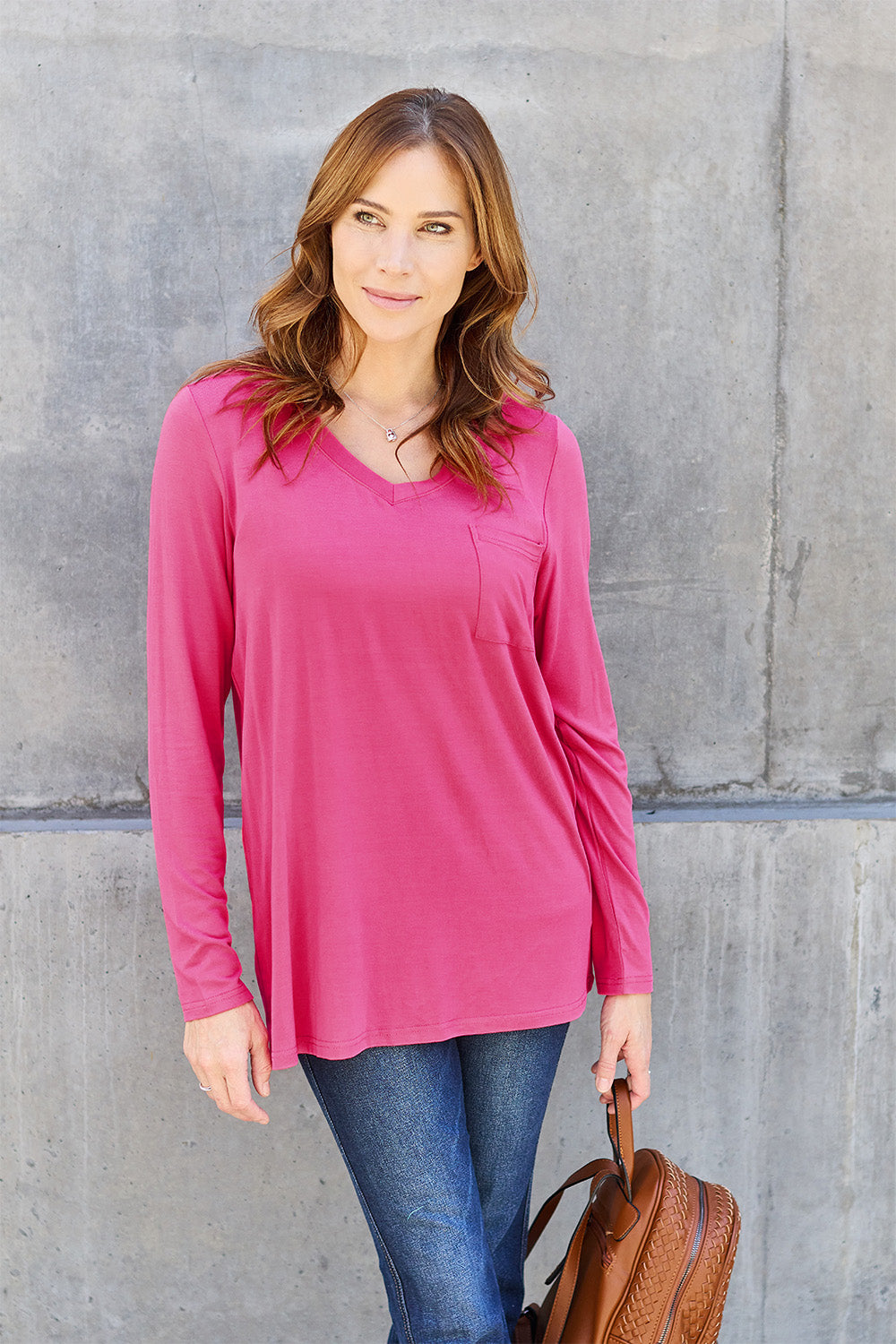 Basic Bae Full Size V-Neck Long Sleeve Top Hot Pink Apparel/Tops Basic Bae Ship from USA TikTok Tops Trendsi USPS Walmart Walmart Apparel Trendsi https://www.cyberehub.com