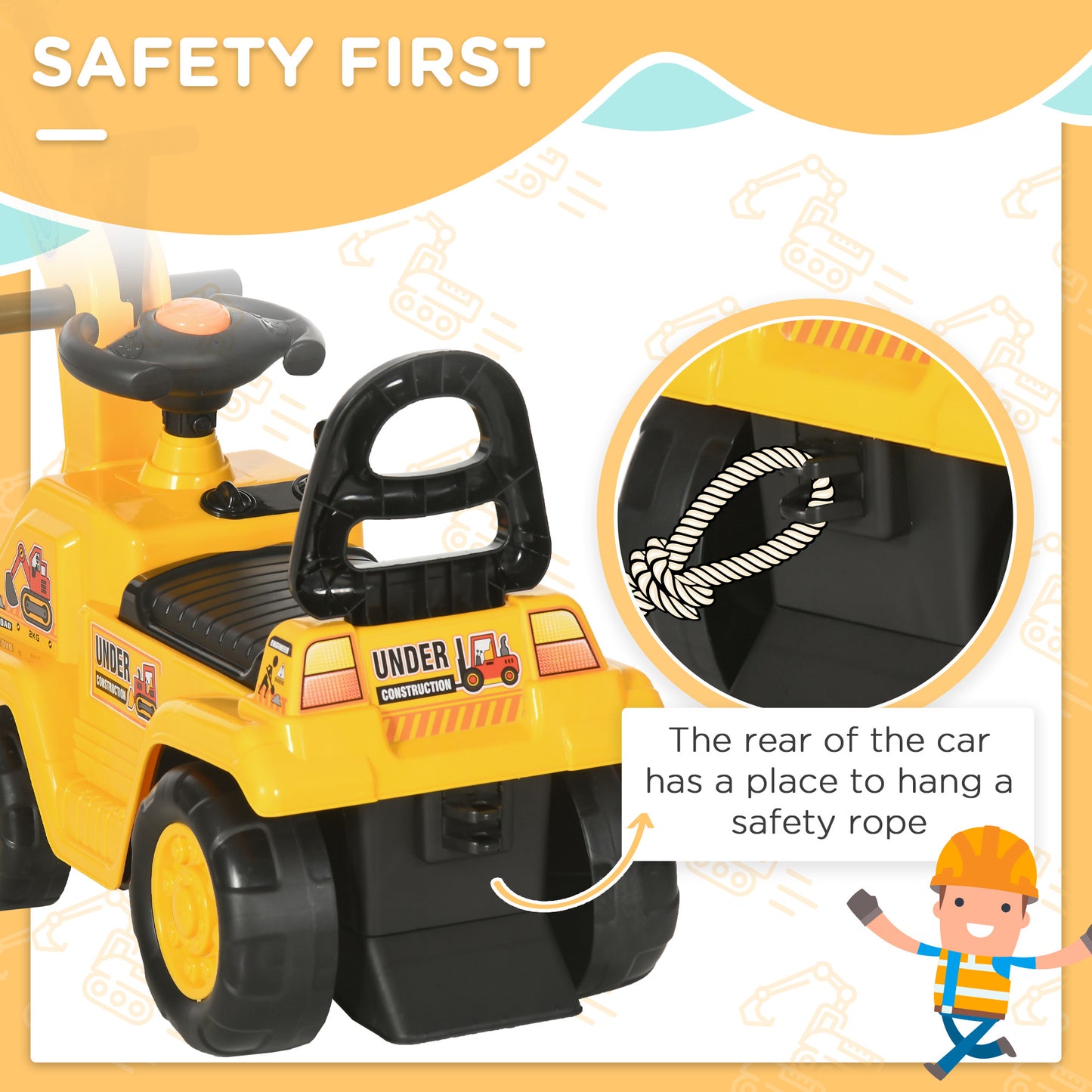 Ride On Excavator Pull Cart, Kids Digger Ride on Truck with Horn, Under Seat Storage, Sit and Scoot Pretend Play Toy Construction Car for Ages 18M+ Giga GNJ Kids Toys Giga https://www.cyberehub.com