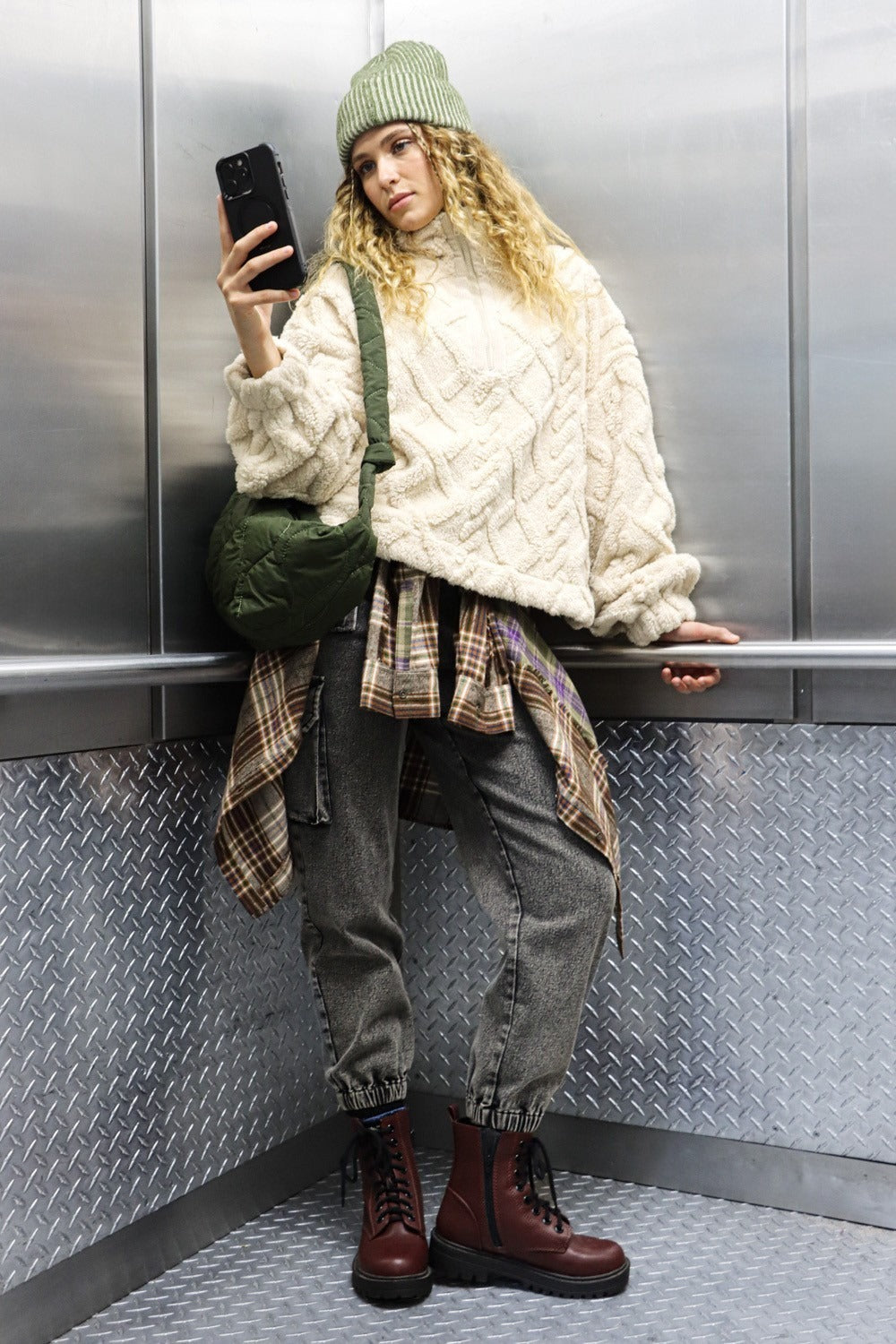 VERY J Fuzzy Fleece Half Zip Cable Pattern Sweatshirt Tops/Jackets/Sweaters Clothing Tops Ship from USA TikTok Trendsi USPS VERY J Walmart Trendsi https://www.cyberehub.com