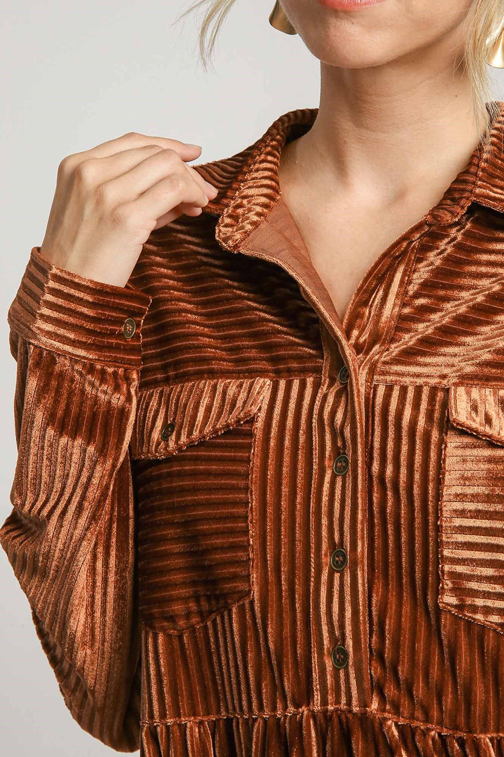 Umgee Texture Tiered Collared Long Sleeve Dress Apparel/Dress Dress Ship from USA TikTok Trendsi Umgee USA USPS Walmart Walmart Apparel Trendsi https://www.cyberehub.com