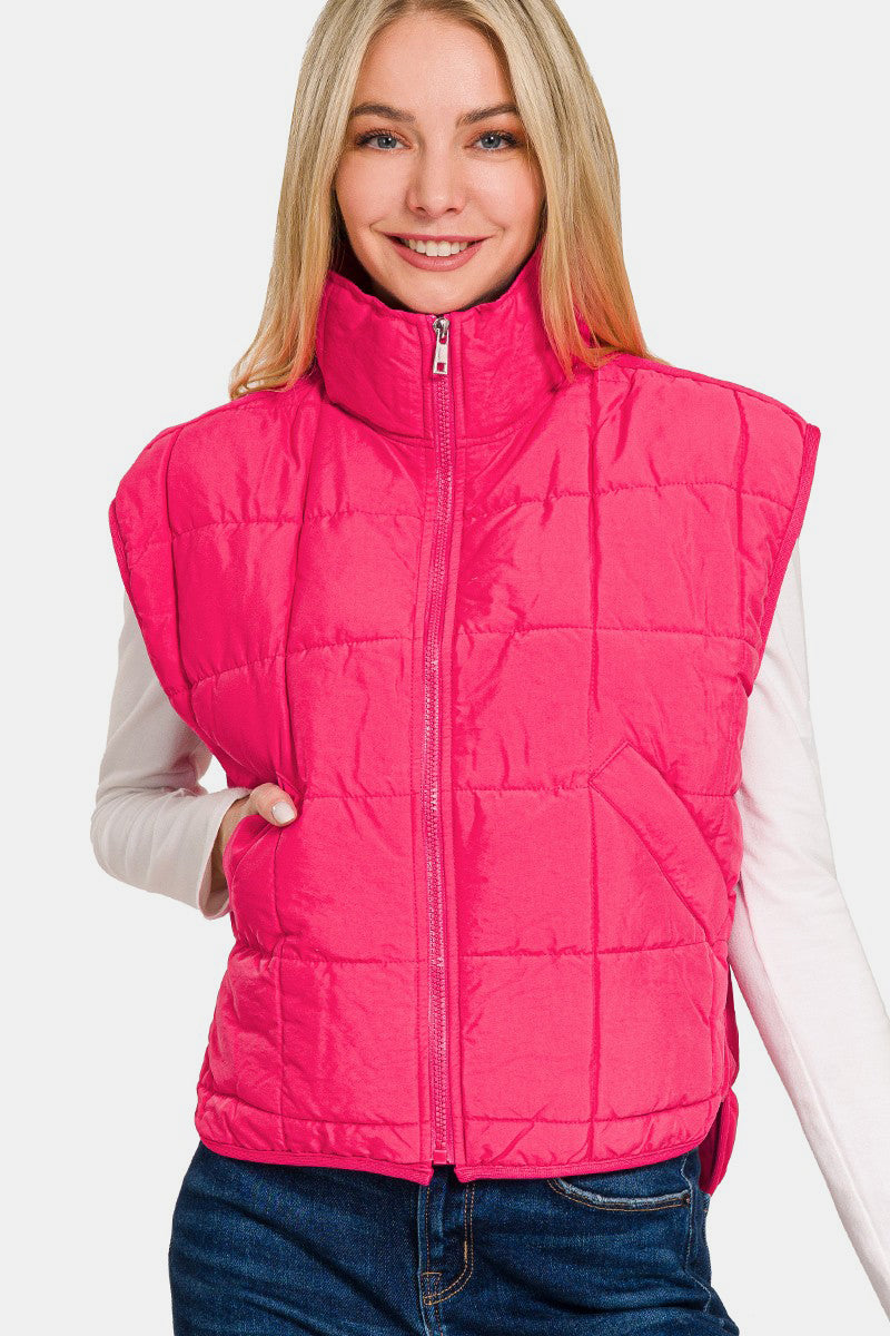 Zenana Zip Up Cropped Puffer Vest with Pockets Hot Pink Tops/Jackets/Sweaters Clothing Tops Ship from USA TikTok Trendsi USPS Walmart Zenana Trendsi https://www.cyberehub.com