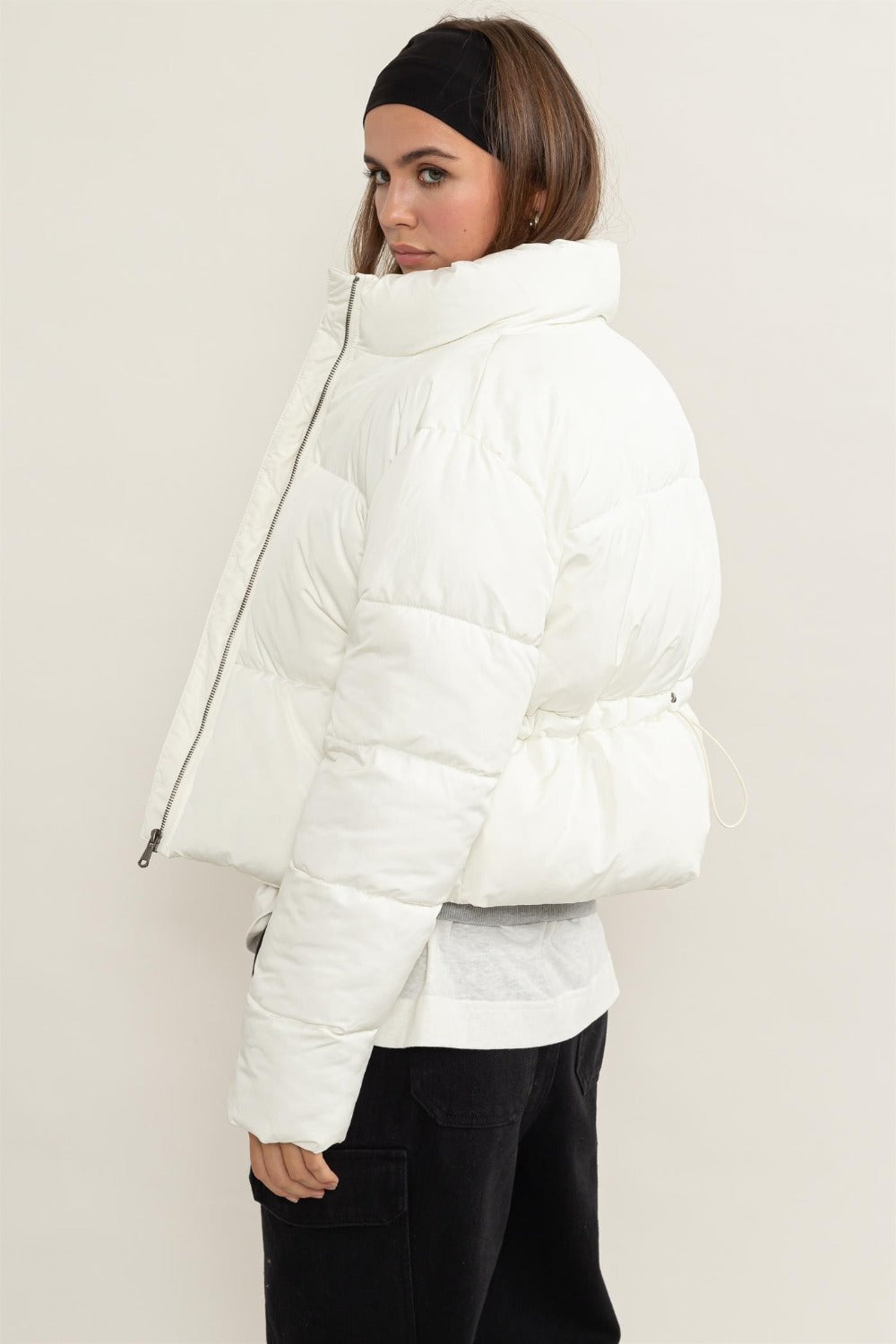 HYFVE Quilted Back Drawstring Puffer Jacket Shirt Apparel Clothing Tops HYFVE Ship from USA Shirts USA Women Trendsi https://www.cyberehub.com