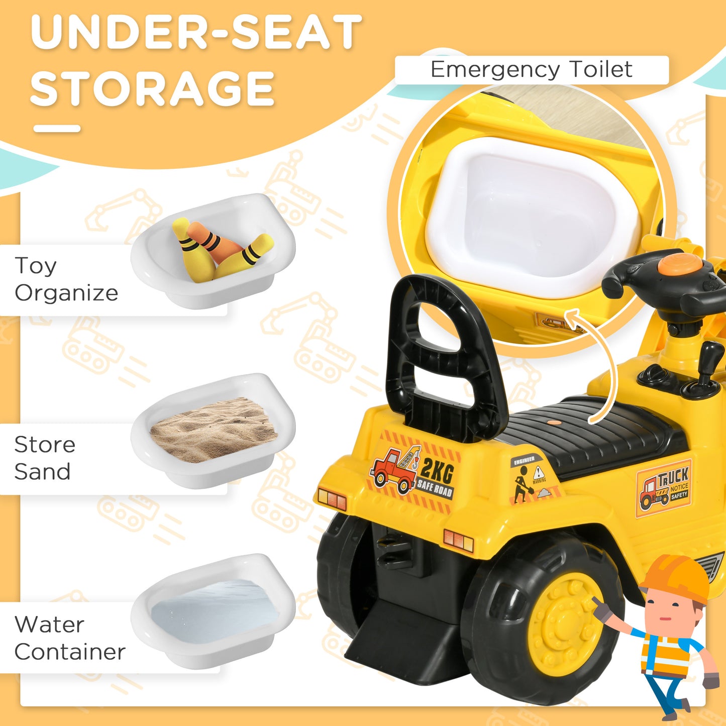 Ride On Excavator with Under Seat Storage, Pull Cart Kids Bulldozer for Boys & Girls, Sit and Scoot Construction Toy with Horn, Front Loader Shovel, for Sand and Snow, Ages 3 Years Old Car Giga GNJ Toys Walmart Giga https://www.cyberehub.com