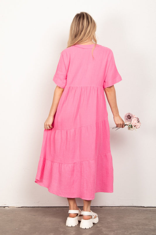 VERY J Soft Crinkle Gauze Short Sleeve Midi Dress Apparel/Dress Dress Ship from USA TikTok Trendsi USPS VERY J Walmart Walmart Apparel Trendsi https://www.cyberehub.com