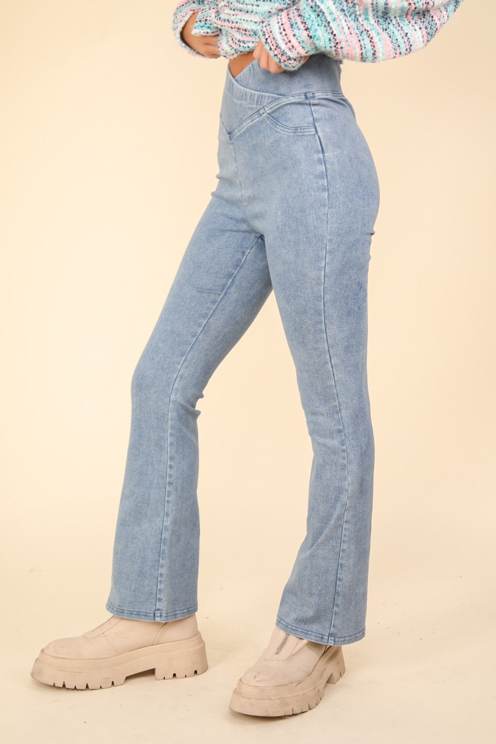 VERY J Washed Denim Stretchy Crossover Waist Leggings Bottoms Bottoms Clothing Pants Ship from USA VERY J Women Trendsi https://www.cyberehub.com