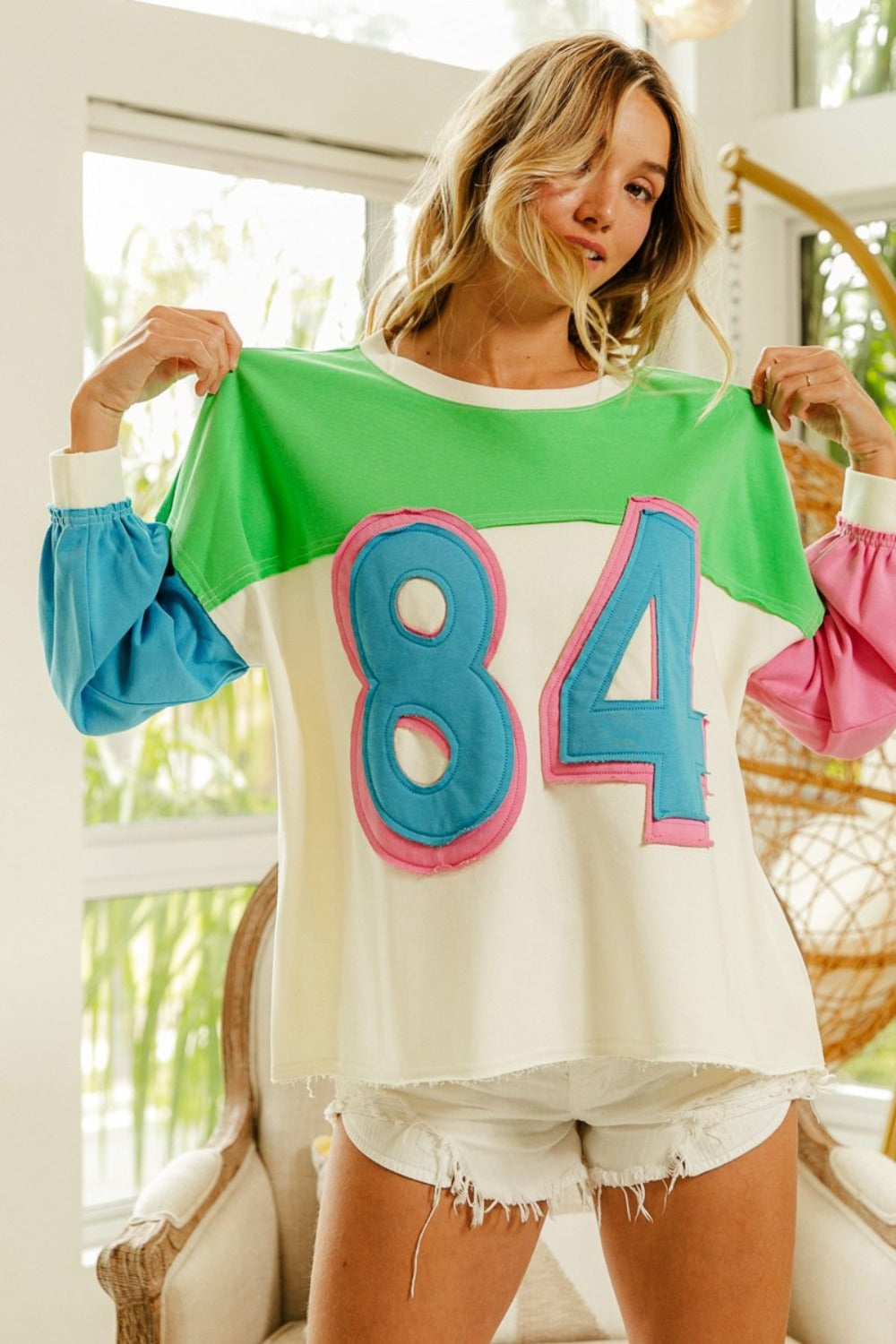 BiBi Color Block Patched Long Sleeve Top Tops/Jackets/Sweaters BiBi Clothing Tops Ship from USA TikTok Trendsi USPS Walmart Trendsi https://www.cyberehub.com