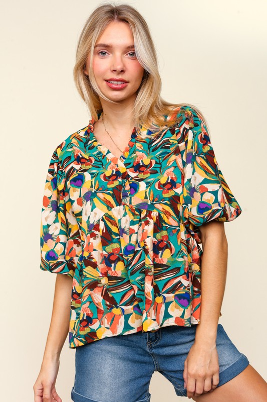 Haptics Full Size Frill Floral Puff Sleeve Peplum Blouse Apparel Apparel Haptics Ship from USA TikTok Trendsi Trendsi https://www.cyberehub.com