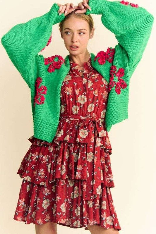 Davi & Dani Floral Applique Open Front Drop Shoulder Cardigan Tops/Jackets/Sweaters Clothing Tops Davi & Dani Ship from USA TikTok Trendsi USPS Walmart Trendsi https://www.cyberehub.com
