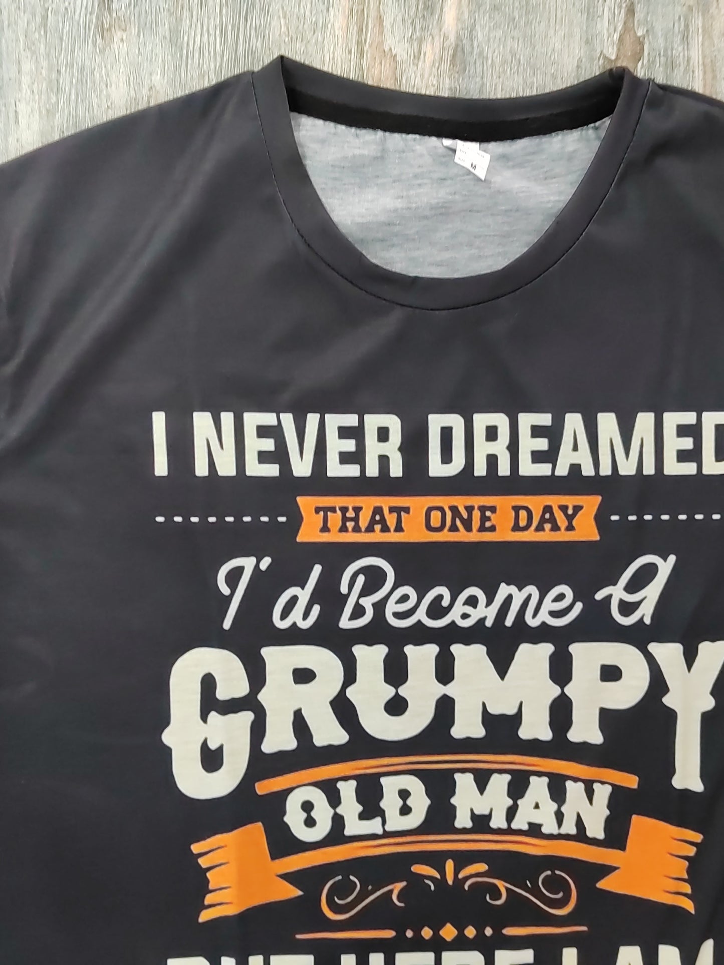 Summer Outdoor Leisure Old Man Letter Print Pattern Elastic Round Neck T-shirt Short Sleeved Fashionable Clothing Apparel/Shirt/Graphic Shirt SNULLO https://www.cyberehub.com