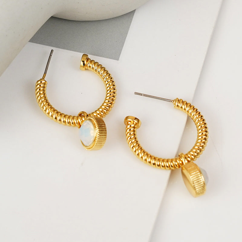 Rope Cat's Eye Stone C-Hoop Earrings Hoop Earrings Earring H.C Jewelry Ship from USA Walmart Trendsi https://www.cyberehub.com