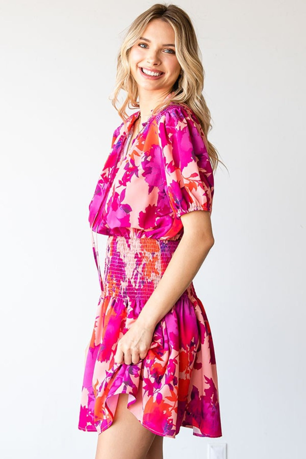 First Love Floral Short Sleeve Smocked Mini Dress Apparel/Dress Dress First Love Ship from USA TikTok Trendsi USPS Walmart Walmart Apparel Trendsi https://www.cyberehub.com