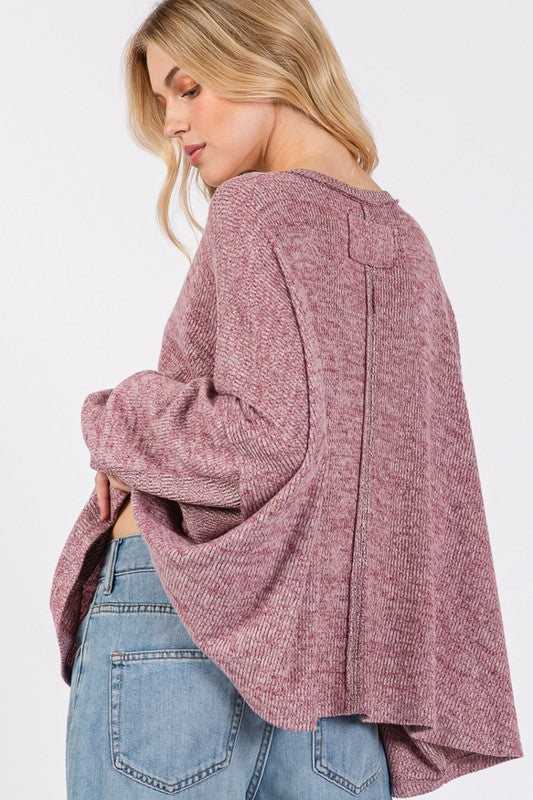 SAGE + FIG Round Neck Batwing Sleeve Oversize Top Apparel Apparel SAGE+FIG Ship from USA TikTok Trendsi Trendsi https://www.cyberehub.com
