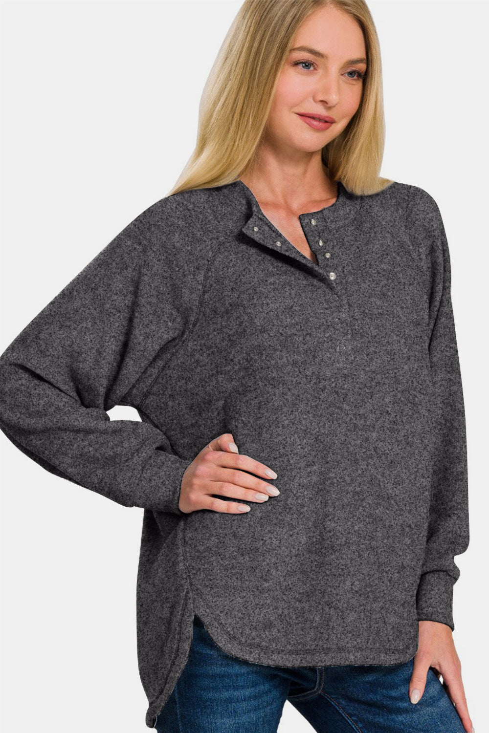Zenana Full Size Brushed Melange Hacci High-Low Sweater Tops/Jackets/Sweaters Clothing Tops Ship from USA TikTok Trendsi USPS Walmart Zenana Trendsi https://www.cyberehub.com
