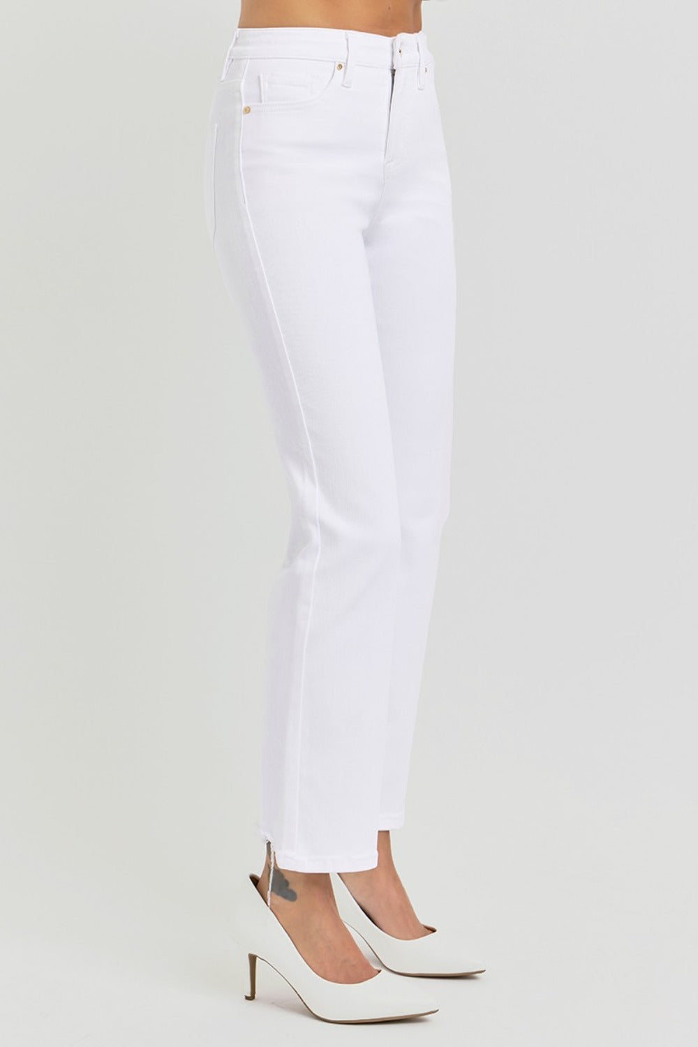 RISEN Full Size Tummy Control Elastic Band High Rise Crop Straight Jeans Bottoms Bottoms Clothing Pants RISEN Ship from USA Women Trendsi https://www.cyberehub.com