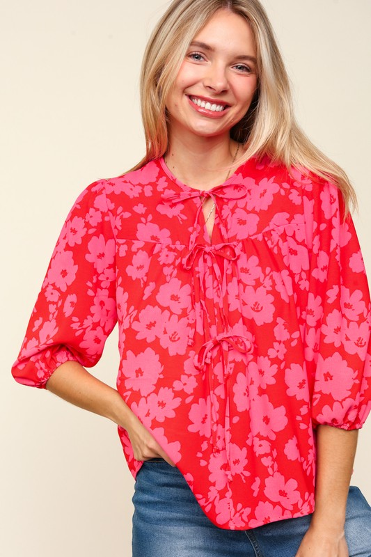 Haptics Full Size Ribbon Bow Floral Balloon Sleeve Blouse Apparel Apparel Haptics Ship from USA TikTok Trendsi Trendsi https://www.cyberehub.com
