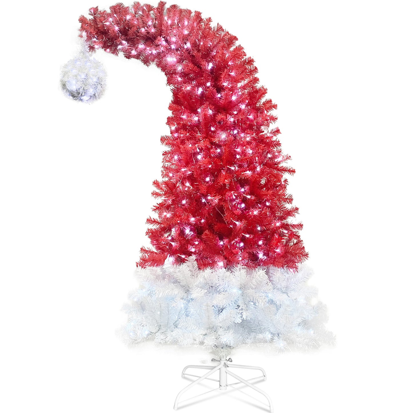 6FT Hinged Fir Artificial Fir Bent Top Christmas Tree, Xmas Tree Bendable Santa Hat Style Christmas Tree Holiday Decoration,1250 Lush Branch Tips, 300 LED Lights X-mas Furniture Giga Giga https://www.cyberehub.com