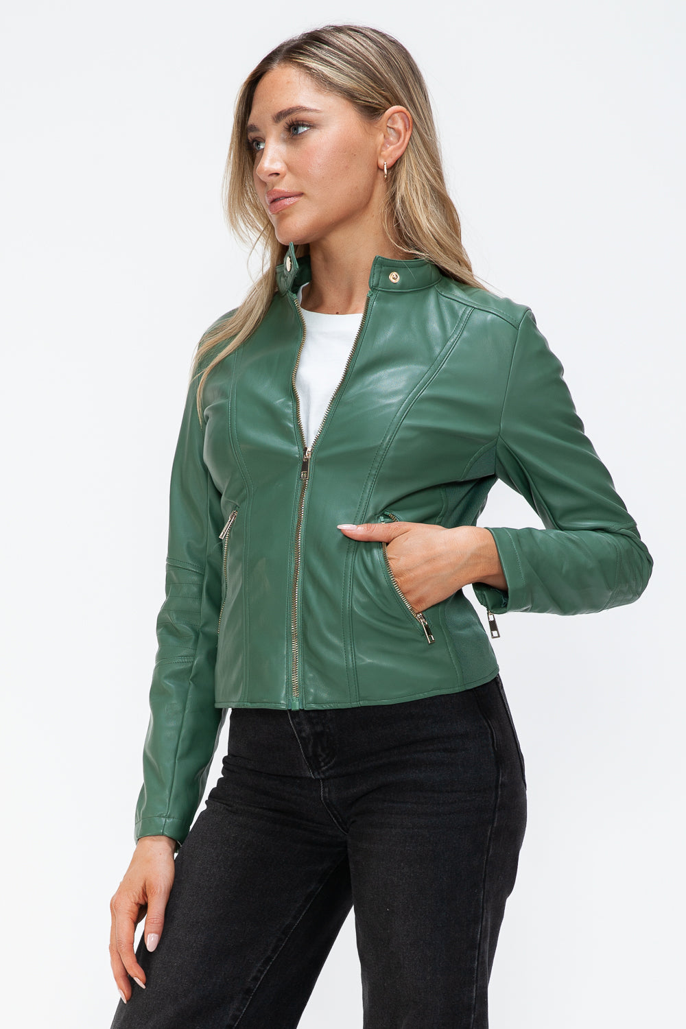 Snobbish Faux Leather Zip Up Drawstring Hooded Jacket Tops/Jackets/Sweaters Clothing Tops Ship from USA Snobbish TikTok Trendsi USPS Walmart Trendsi https://www.cyberehub.com