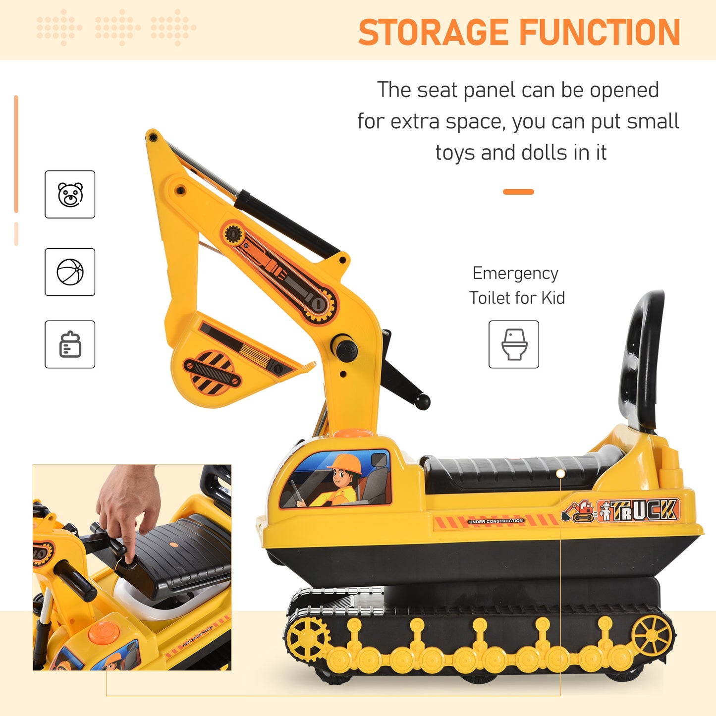 NO POWER Ride On Excavator Toy Tractors Digger Movable Scooter Walker Pretend Play Toddler Construction Truck Basket Storage For Boys Girls 3 Years Old Yellow Black Car Giga GNJ Toys Walmart Giga https://www.cyberehub.com