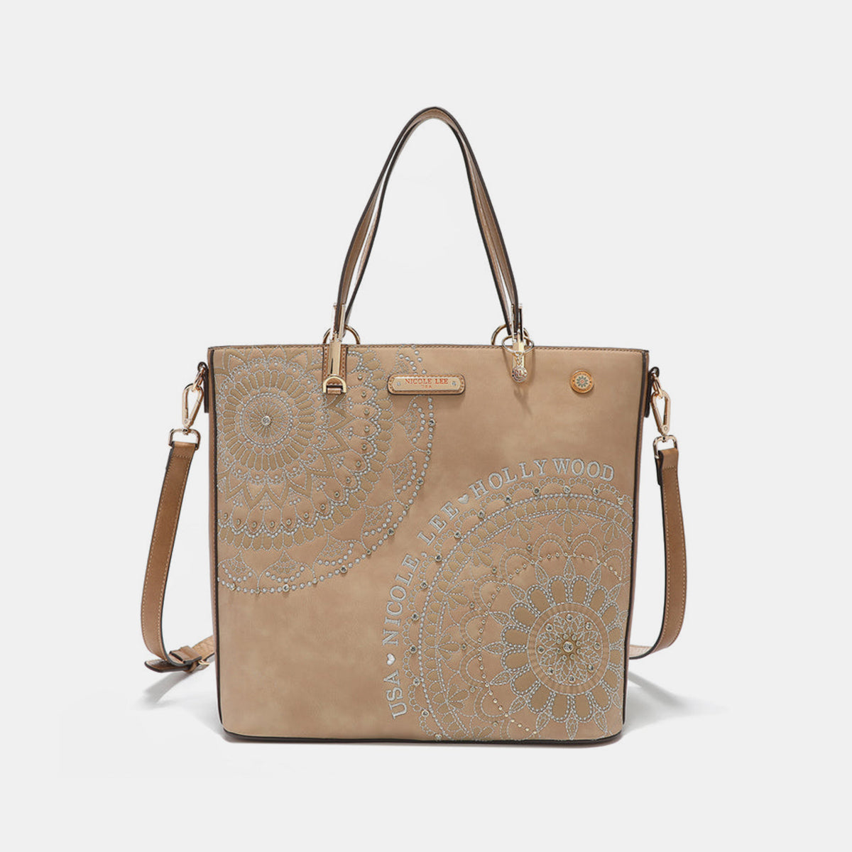 Nicole Lee USA Metallic Stitching Embroidery Inlaid Rhinestone Tote Bag Nicole Lee USA Ship from USA TikTok USA Trendsi https://www.cyberehub.com